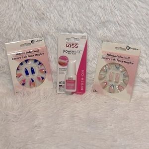 NWT 2 Set B-Color Pattern Stilleto Nails with Glue